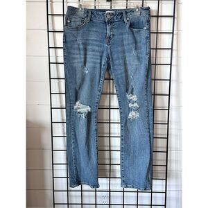 Dear John Jeans Womens 27 Liam Straight Distressed Rips/Tears Low Rise Stretch